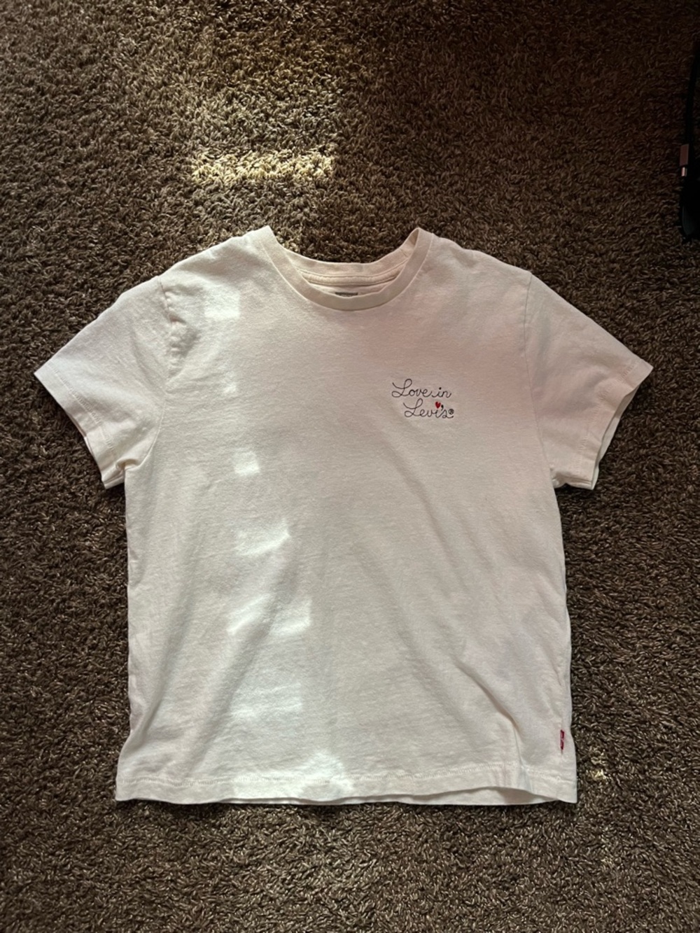 Levi's White Cotton Tee with 'Love in Levi's' Script